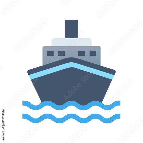 Simple flat vector illustration of a cruise ship on the water