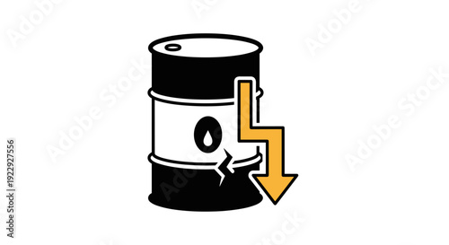 Oil Barrel With Downward Arrow Symbolizing Price Decrease