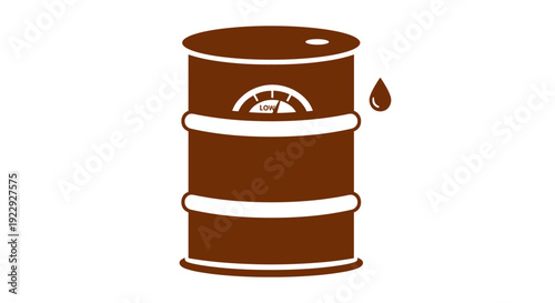 Oil Barrel With Gauge and Dripping Oil Drop