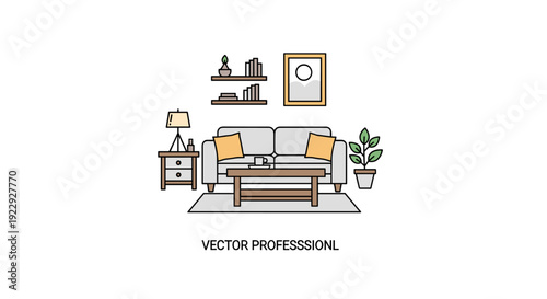 Cozy Living Room Scene with Sofa Coffee Table and Decor