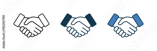 Business Handshake Partnership Icon Vector. Handshake Partnership Agreement Icon in Flat and Outline Style.