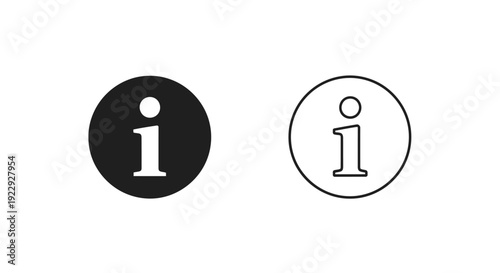 Two information symbols filled black and outlined white on transparent