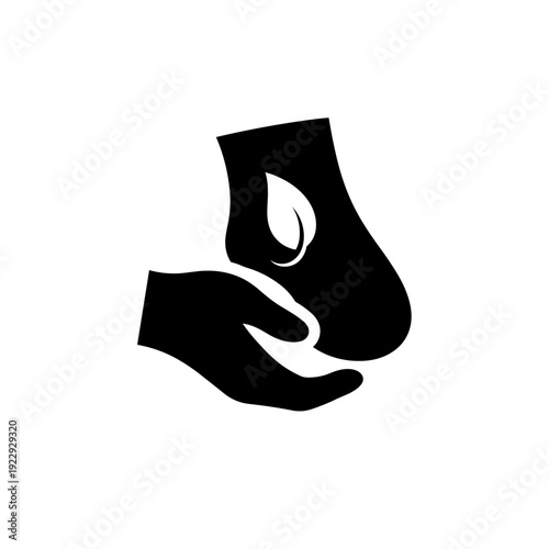 Hand Holding Foot With Leaf Symbol