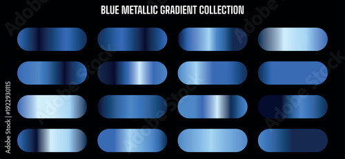 Blue Metallic Gradient Vector Swatches Collection for UI, Web Design, Backgrounds, and Graphic Resources