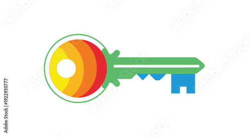 Colorful key illustration with a rainbow gradient and simple design