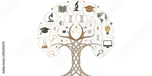 Tree of Knowledge with Scientific and Educational in Circular Branches de