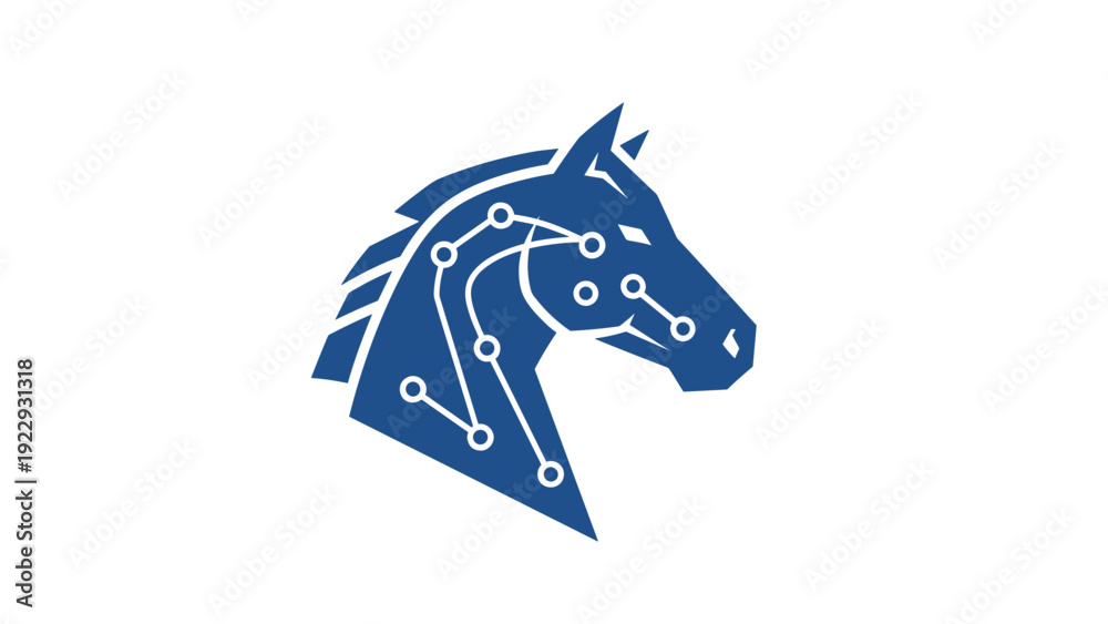 Fototapeta premium Blue Horse Head With Circuitry Pattern