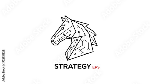 Geometric Horse Head With Circuit Board Pattern - Strategy