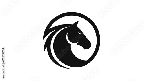 Black Horse Head Logo In Circle