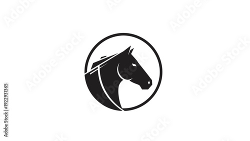 Minimalist Black Horse Head Silhouette In Circle
