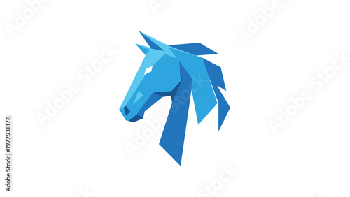 Geometric Blue Horse Head Logo