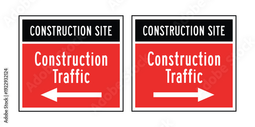 Construction Site Traffic Direction Signs – Construction Traffic Left and Right Arrow Signage for Building Sites, Vehicle Routing and Work Zone Traffic Control