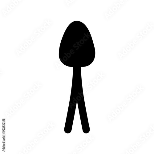 Simple black silhouette of a person with a large head and three legs Vector, illustration