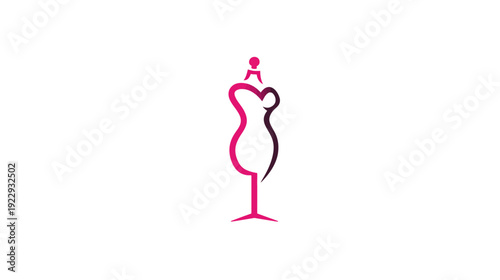 Elegant pink and black line art fashion mannequin dress form illustration. Modern minimalist design for clothing, tailor, or boutique logo icon.