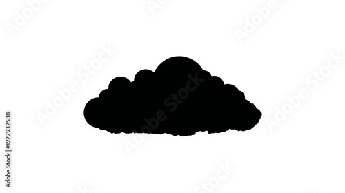 Black Cloud Silhouette Icon Isolated on White Background. Simple Weather Symbol Graphic Element for Design and Forecast.