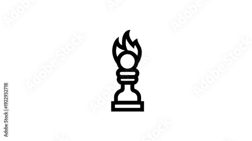 Flaming Chess Pawn Icon representing Strategy, Intelligence, Power, and Passionate Challenge. Vector graphic for smart thinking concepts.