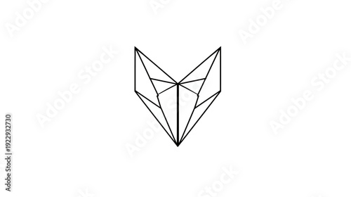 Abstract geometric fox head line art illustration, modern minimalist low poly animal icon, stylish vector design element