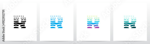 Waves Current Ripple Water Tidal Stream Curves Lines Letter Initial Logo Design R