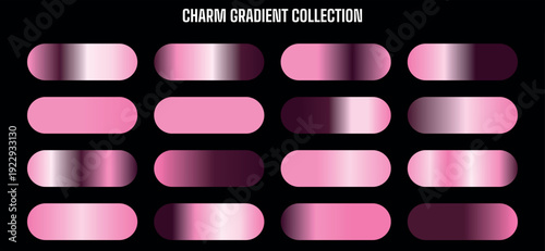 Vector pink and purple gradient swatches collection for UI design, web buttons, social media backgrounds, graphic resources