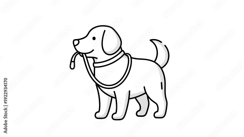 Fototapeta premium Happy Dog Holding Leash in Mouth