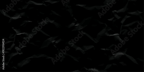 Black crumpled paper texture background. Black old paper background texture. Black color effect.