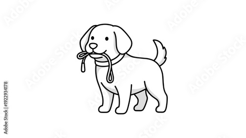 Cute Dog Holding Leash In Mouth