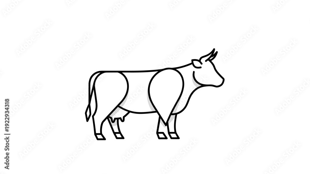 Fototapeta premium Minimalist Line Art Of A Cow