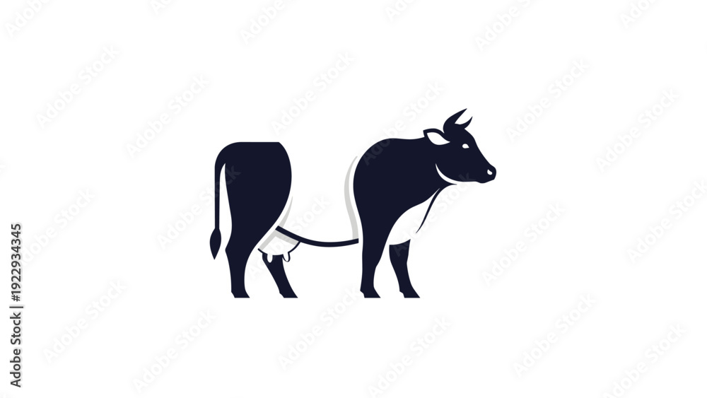 Fototapeta premium Modern Abstract Cow Logo with H Letter for Dairy Industry