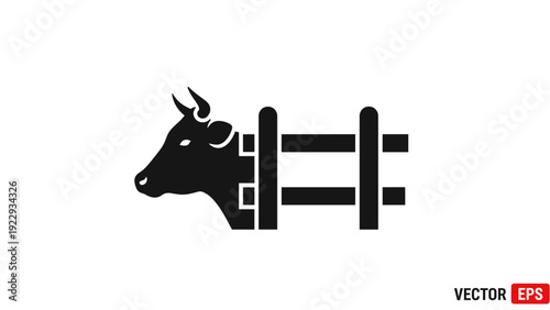 Cow Head Peeking Through Wooden Fence Icon