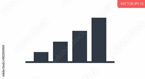 Bar graph displaying increasing data trend with four bars of ascending height on a plain white background, representing growth and progress