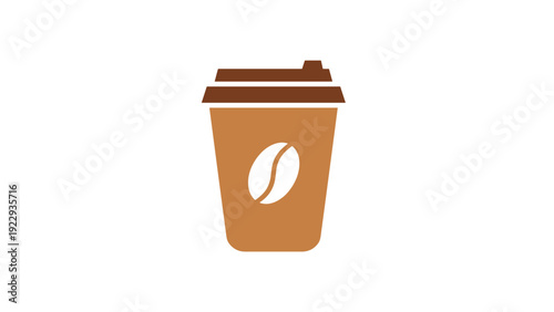 Takeaway Coffee Cup Icon with Coffee Bean Logo