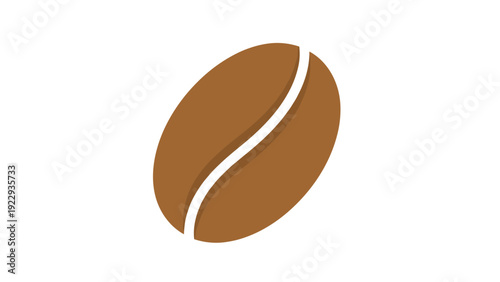 Single Roasted Coffee Bean Flat Design Icon on White Background
