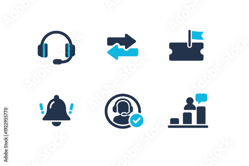 Vector support to simple white live generation numbers queue icon ticket image