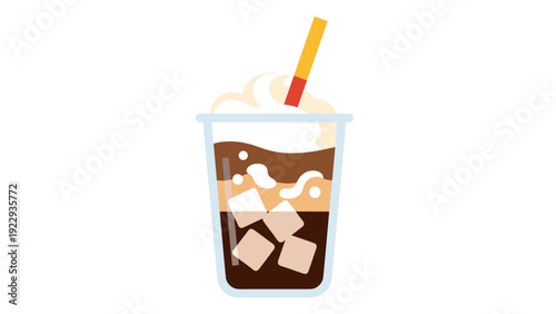 Iced Coffee With Cream and Straw