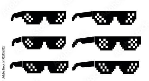 Trendy pixelated sunglasses in black and white with thug life style