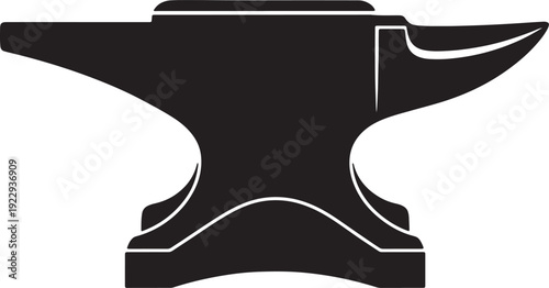 Blacksmith anvil silhouette with white outline on white background also transparent background metalworking