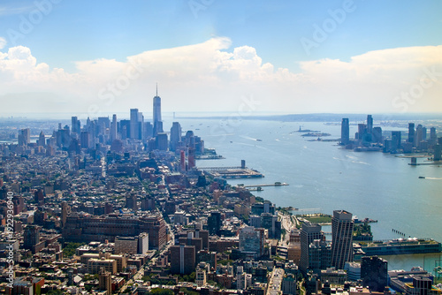 New York, view towards lower Manhattan, with the Hudson River