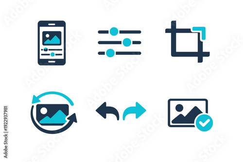 Labels arrows mobile simple crop sliders generation image vector icon screen no