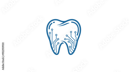 Digital Tooth Icon with Circuit Board Inside