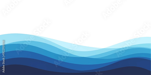 Abstract flowing blue waves layered with smooth gradient transitions on a clean white background vector illustration