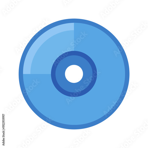A blue compact disc with light and dark blue shades against black background