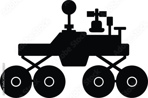 Mars Rover Flat Icon Style Silhouette Vector Art Illustration