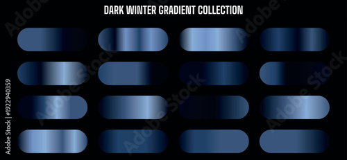 Dark Winter Gradient Vector Collection: Blue and Indigo Color Swatches for UI, Web, App, and Graphic Design