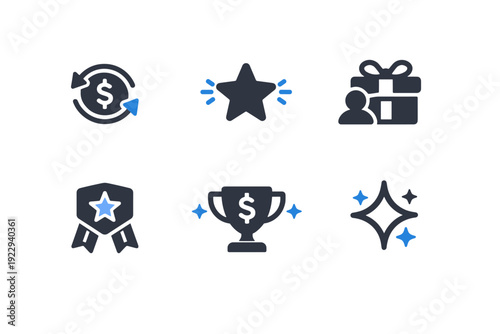 Achievement gift generation icon simple reward text referral numbers vector clean no
