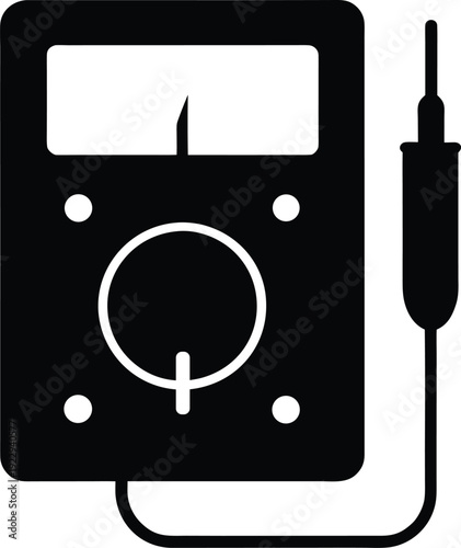 Multimeter Flat Icon Style Silhouette Vector Art Illustration