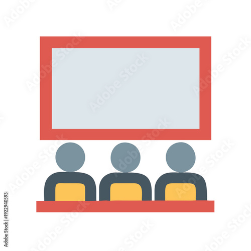 Three spectators watching a presentation on a whiteboard display in a meeting