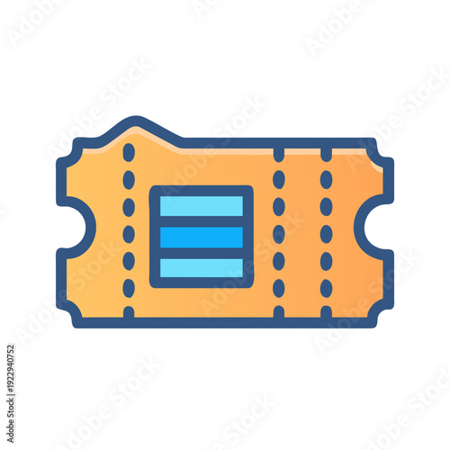 Stylish illustration of a ticket with perforated edges, presented on a black background