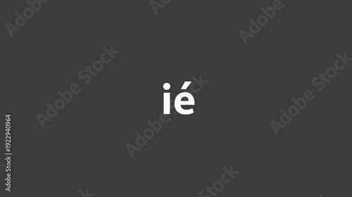 Minimalist white 'ié' text graphic on a dark gray background, simple modern typography design concept