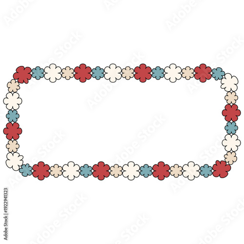 Flower retro rectangle frame