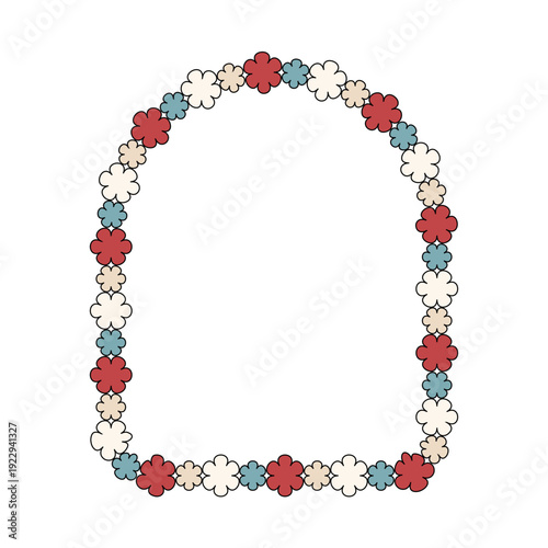 Flower retro round frame